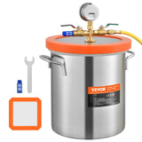 VEVOR 5 Gallon Vacuum Chamber, Upgraded Tempered Glass Lid Vacuum Degassing Chamber, 304 Stainless Steel Chamber, for Stabilizing Wood, Resin Degassing, Silicone Degassing and Plaster Degassing - Low Angle