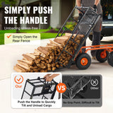 VEVOR Dump Cart, Metal Garden Dump Cart with Easy to Assemble Frame, Dump Wagon with 2-in-1 Convertible Handle, Utility Wheelbarrow 399kg Capacity, 25.4cm Tires - Side View