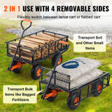 VEVOR Dump Cart, Metal Garden Dump Cart with Easy to Assemble Frame, Dump Wagon with 2-in-1 Convertible Handle, Utility Wheelbarrow 399kg Capacity,