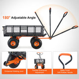 VEVOR Dump Cart, Metal Garden Dump Cart with Easy to Assemble Frame, Dump Wagon with 2-in-1 Convertible Handle, Utility Wheelbarrow 399kg Capacity,