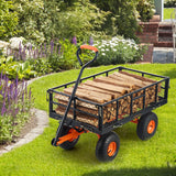 VEVOR Dump Cart, Metal Garden Dump Cart with Easy to Assemble Frame, Dump Wagon with 2-in-1 Convertible Handle, Utility Wheelbarrow 399kg Capacity,