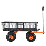 VEVOR Dump Cart, Metal Garden Dump Cart with Easy to Assemble Frame, Dump Wagon with 2-in-1 Convertible Handle, Utility Wheelbarrow 399kg Capacity,