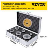 VEVOR Diamond Drill Bits 6PCS Diamond Hole Saw 20/35/40/50/55/68mm Tile Hole Saw Kit Vacuum Brazed Diamond Drill Bit 0.59in/15mm Segment Tile Hole Saw w Storage Case for Tile Ceramic Porcelain Marble - Close-Up Angle