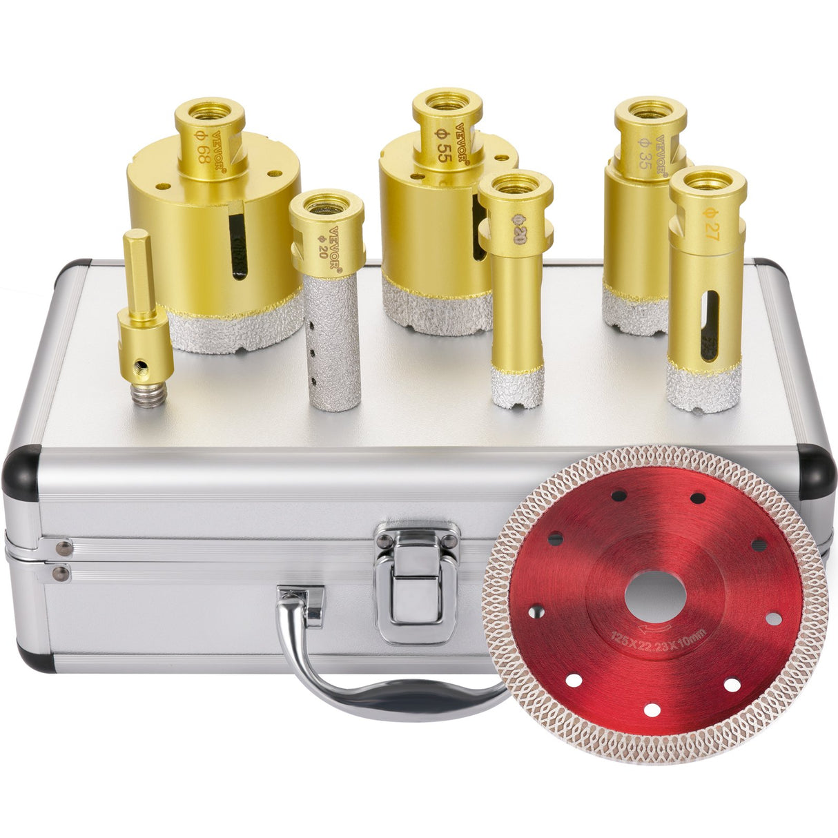 VEVOR Diamond Drill Bits 7PCS Diamond Hole Saw 20/27/35/55/68mmTile Hole Saw Kit Vacuum Brazed Diamond Drill Bit 0.59in/15mm Segment Tile Hole Saw w