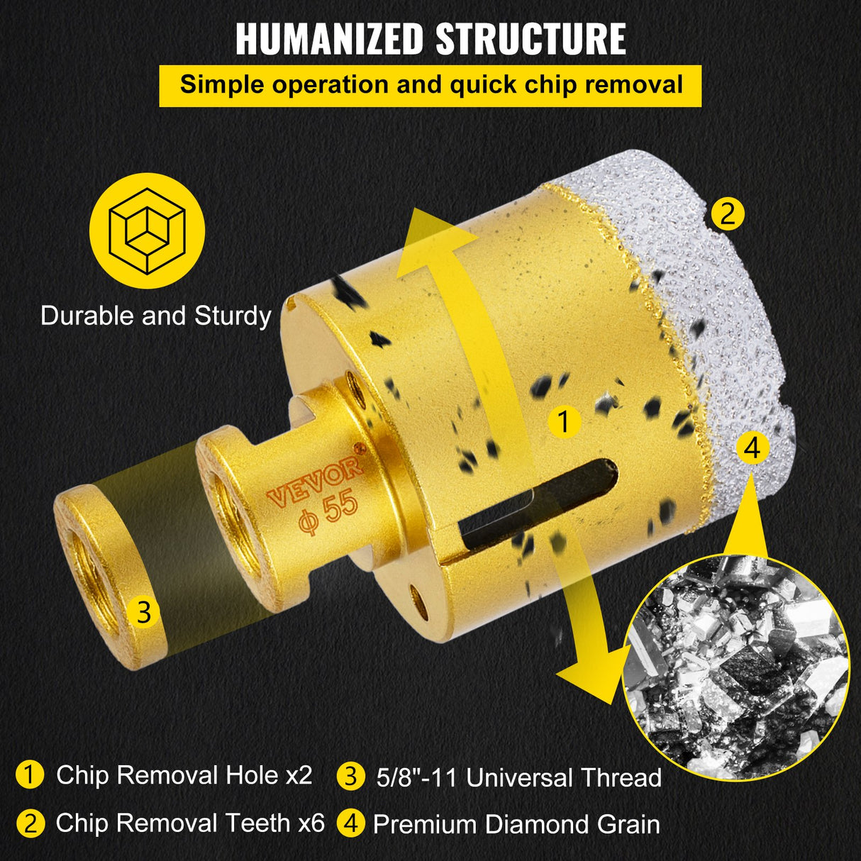 VEVOR Diamond Drill Bits 7PCS Diamond Hole Saw 20/27/35/55/68mmTile Hole Saw Kit Vacuum Brazed Diamond Drill Bit 0.59in/15mm Segment Tile Hole Saw w