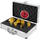VEVOR Diamond Drill Bits 7PCS Diamond Hole Saw 20/27/35/55/68mmTile Hole Saw Kit Vacuum Brazed Diamond Drill Bit 0.59in/15mm Segment Tile Hole Saw w Storage Case for Tile Ceramic Porcelain Marble - Extra Image