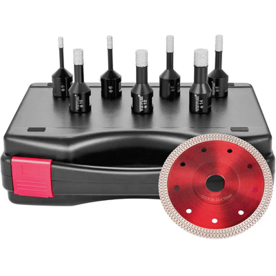VEVOR Diamond Drill Bits 7PCS Diamond Hole Saw 6/6/8/8/10/12/14mm Tile Hole Saw Kit Vacuum Brazed Diamond Drill Bit 0.59in/15mm Segment Tile Hole Saw