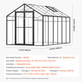 VEVOR Polycarbonate Greenhouse 8 x 12 Ft Outdoor Walk-in Greenhouse for Garden - Close-Up Angle