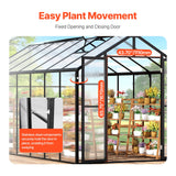 VEVOR Polycarbonate Greenhouse 8 x 14 Ft Outdoor Walk-in Greenhouse for Garden - Rear View