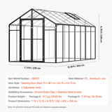 VEVOR Polycarbonate Greenhouse 8 x 14 Ft Outdoor Walk-in Greenhouse for Garden - Close-Up Angle