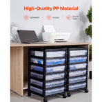 Scrapbook Rolling Storage Cart, 6-Tier Large Capacity with Organizer Top, Black Frame with 4 Removable Wheels, PP Material Cart Only, Rolling Craft Storage for Office Arts and Crafts Supplies