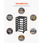 Scrapbook Rolling Storage Cart, 6-Tier Large Capacity with Organizer Top, Black Frame with 4 Removable Wheels, PP Material Cart Only, Rolling Craft Storage for Office Arts and Crafts Supplies