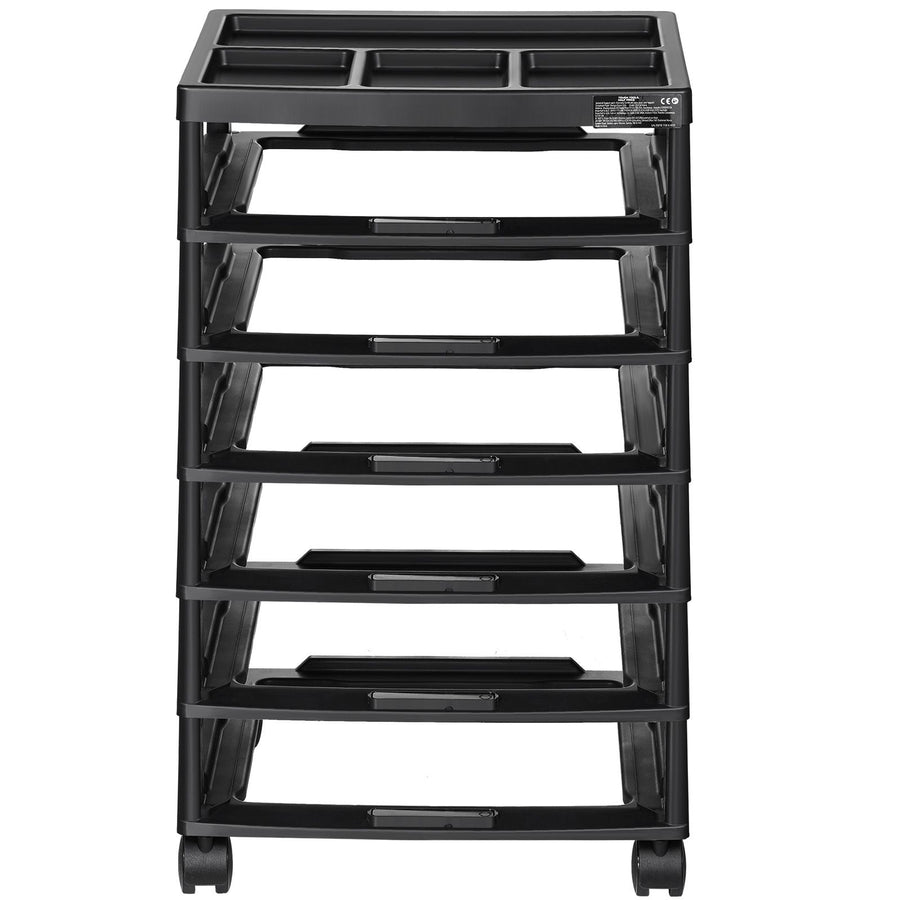 Scrapbook Rolling Storage Cart, 6-Tier Large Capacity with Organizer Top, Black Frame with 4 Removable Wheels, PP Material Cart Only, Rolling Craft Storage for Office Arts and Crafts Supplies