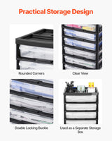 Scrapbook Rolling Storage Cart 6-Tier Large Capacity with 6 Clear Cases Black - Top-Down View