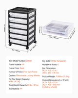 Scrapbook Rolling Storage Cart 6-Tier Large Capacity with 6 Clear Cases Black - Close-Up Angle