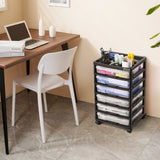Scrapbook Rolling Storage Cart 6-Tier Large Capacity with 6 Clear Cases Black - Low Angle