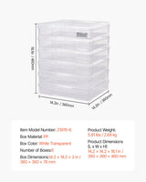 Scrapbook Paper Storage 6 Pack Stackable Plastic Board Game Boxes Clear Case