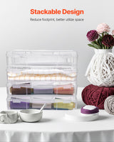 Scrapbook Paper Storage 4 Pack Stackable Plastic Board Game Boxes Clear Case - Side View