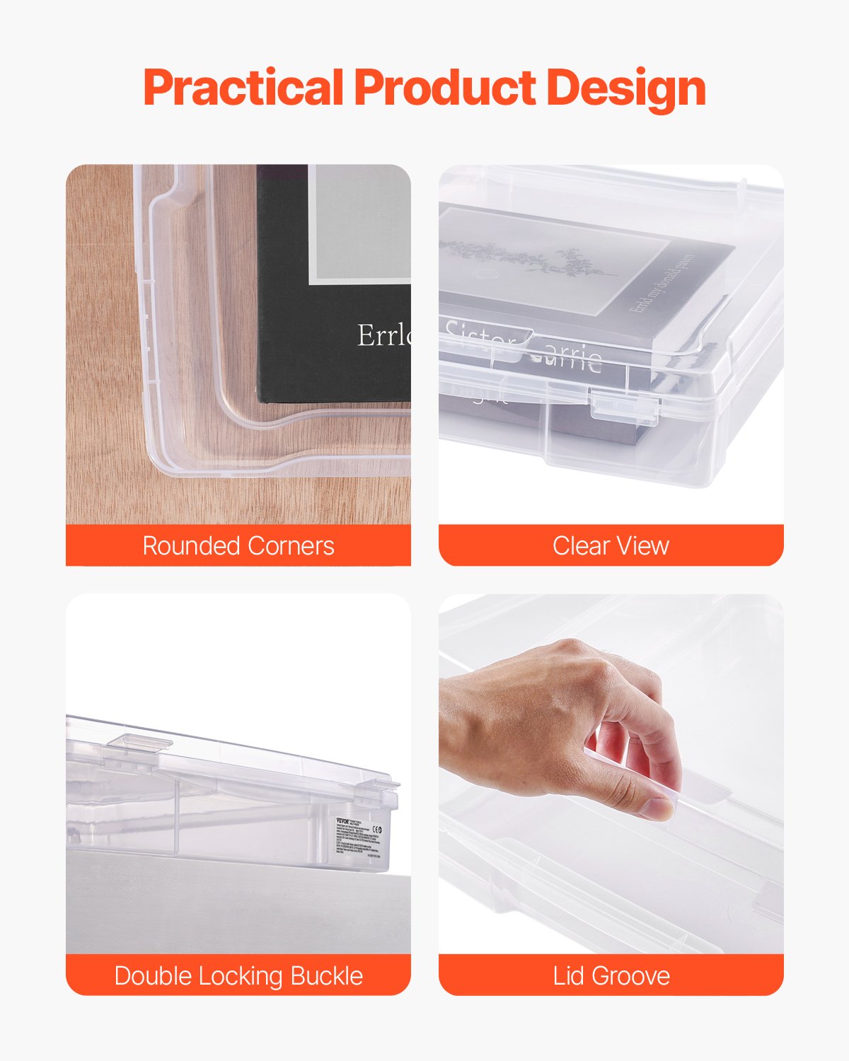 Scrapbook Paper Storage 4 Pack Stackable Plastic Board Game Boxes Clear Case