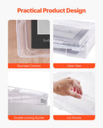 Scrapbook Paper Storage 4 Pack Stackable Plastic Board Game Boxes Clear Case