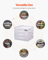 Scrapbook Paper Storage 4 Pack Stackable Plastic Board Game Boxes Clear Case - 45-Degree Angle