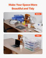 Scrapbook Paper Storage 4 Pack Stackable Plastic Board Game Boxes Clear Case - Rear View