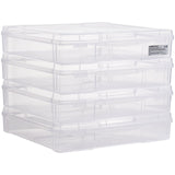 Scrapbook Paper Storage 4 Pack Stackable Plastic Board Game Boxes Clear Case