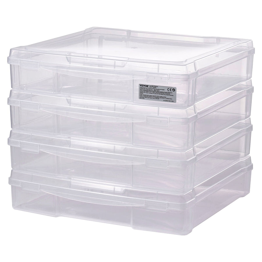 Scrapbook Paper Storage 4 Pack Stackable Plastic Board Game Boxes Clear Case