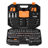 VEVOR Mechanics Tool Set and Socket Set 1/4in 3/8in Drive 145 Pcs SAE and Metric