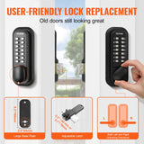 VEVOR Mechanical Keyless Entry Door Lock, 14 Digit Keypad, Water-proof Zinc Alloy, Outdoor Gate Door Locks Set with Surface-mounted Latch, Keypad and Knob, Easy to Install, for Garden, Garage, Yard - Top-Down View