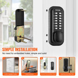 VEVOR Mechanical Keyless Entry Door Lock, 14 Digit Keypad, Water-proof Zinc Alloy, Outdoor Gate Door Locks Set with Surface-mounted Latch, Keypad and Knob, Easy to Install, for Garden, Garage, Yard - 45-Degree Angle