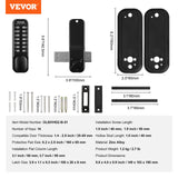 VEVOR Mechanical Keyless Entry Door Lock, 14 Digit Keypad, Water-proof Zinc Alloy, Outdoor Gate Door Locks Set with Surface-mounted Latch, Keypad and Knob, Easy to Install, for Garden, Garage, Yard - Close-Up Angle
