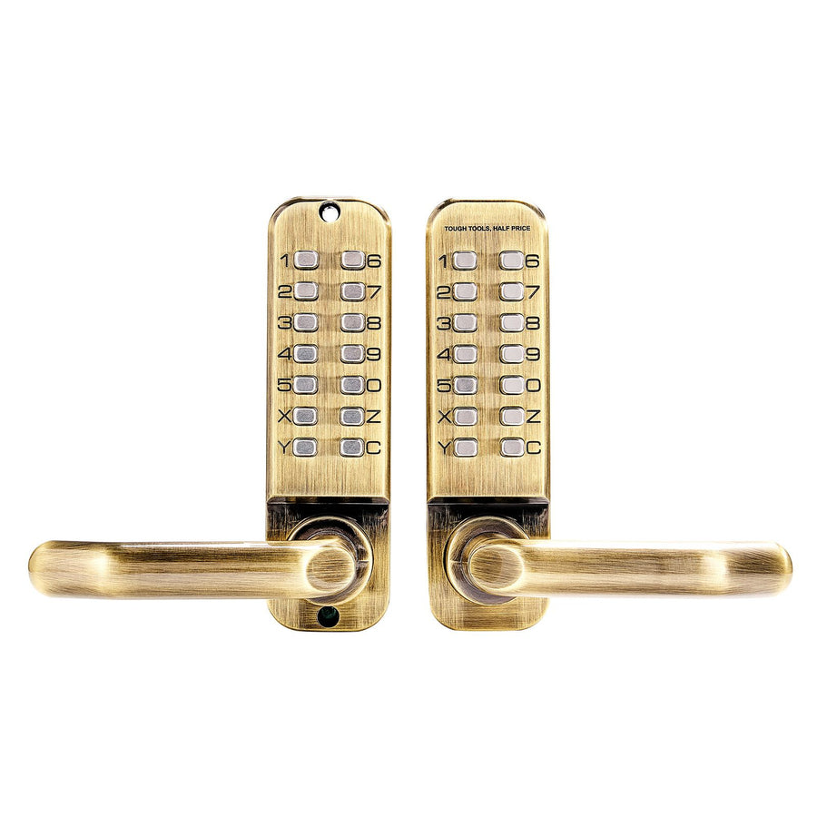Mechanical Keyless Entry Door Lock, 14 Key Mechanical Door Lock, Mechanical Keypad Door Lock with Handle, Double-Sided Stainless Steel Waterproof Keyless Gate Lock, for Home Office Fence Garage