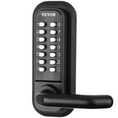 Mechanical Keyless Entry Door Lock, 14 Digit Keypad, Water-proof Zinc Alloy, Double-sided Embedded Outdoor Gate Door Locks Set with Keypad and Handle, Easy to Install, for Garden, Garage, Yard