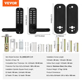 VEVOR Mechanical Keyless Entry Door Lock, 14 Digit Keypad, Water-proof Zinc Alloy, Double-sided Embedded Outdoor Gate Door Locks Set with Keypad and Handle, Easy to Install, for Garden, Garage, Yard - Close-Up Angle