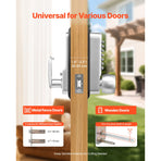 Mechanical Keyless Entry Door Lock, 2.0 Code Upgrade, 4-7 Digits Code, Single-Sided Push Button Combination Mechanical Keypad Door Knob, Auto Locking, for Garden Gates, Indoor or Outdoor, Silver