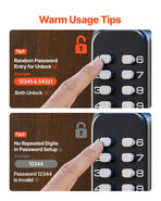 Mechanical Keyless Entry Door Lock, 2.0 Code Upgrade, 4-7 Digits Code, Single-Sided Push Button Combination Mechanical Keypad Door Knob, Auto Locking, for Garden Gates, Indoor or Outdoor, Silver