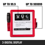 VEVOR Mechanical Fuel Meter 20 GPM Fuel Flow Meter 3-Digital Batch Display Fuel Transfer Meter 2.54 cm Diesel Fuel Flow Meter All Fuel Transfer Pumps Gasoline Flow Meter - Side View