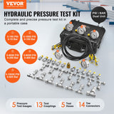 VEVOR Hydraulic Pressure Test Kit, 10/100/250/400/600bar, 5 Gauges 13 Couplings 14 Tee Connectors 5