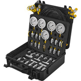 VEVOR Hydraulic Pressure Test Kit, 10/100/250/400/600bar, 5 Gauges 13 Couplings 14 Tee Connectors 5 Test Hoses, Excavator Hydraulic Test Gauge Set with Carrying Case for Excavator Tractors Machinery - Extra Image