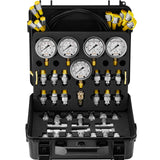 VEVOR Hydraulic Pressure Test Kit, 10/100/250/400/600bar, 5 Gauges 13 Couplings 14 Tee Connectors 5 Test Hoses, Excavator Hydraulic Test Gauge Set with Carrying Case for Excavator Tractors Machinery - Extra Image