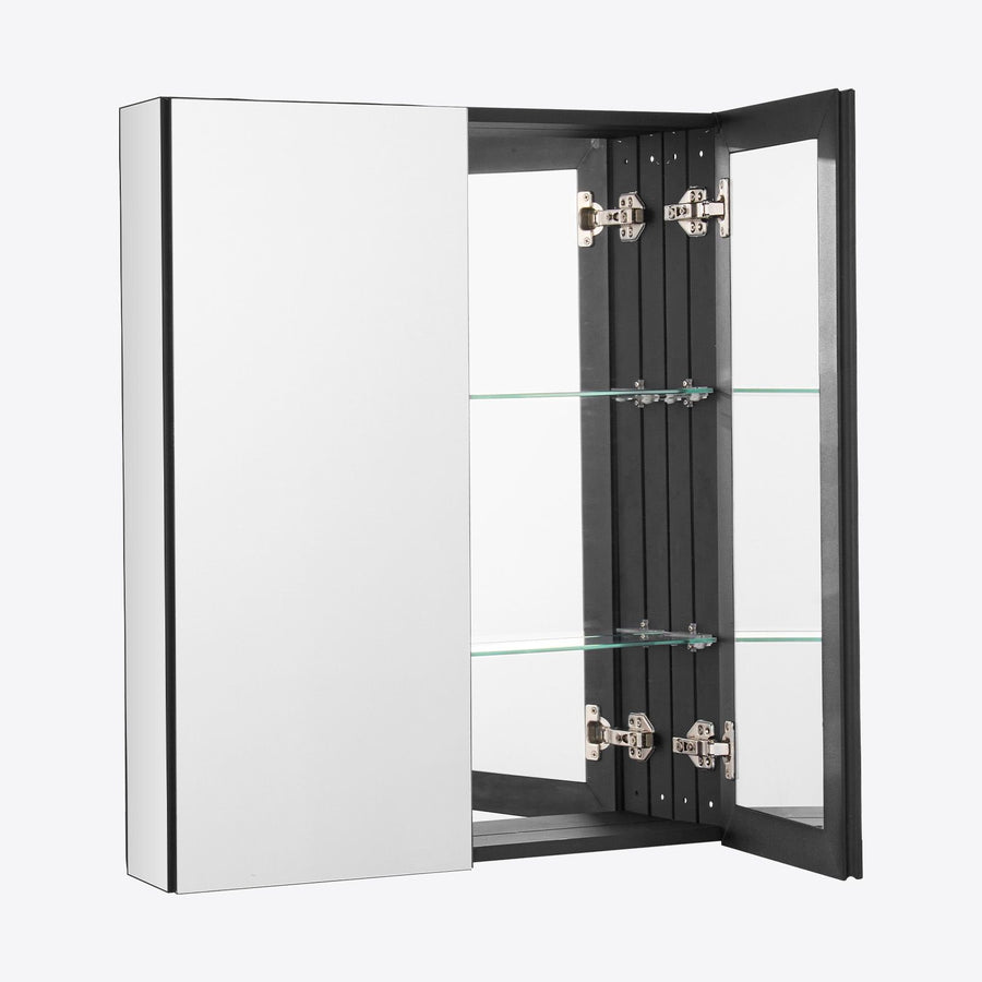 Medicine Cabinet, 26 x 30 inch, Medicine Cabinet for Bathroom with Mirror,  Aluminum Frame Bathroom Wall Cabinet, 2-layer Adjustable Shelves, Recessed & Wall-mounted Installation