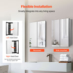 Medicine Cabinet, 26 x 30 inch, Medicine Cabinet for Bathroom with Mirror,  Aluminum Frame Bathroom Wall Cabinet, 2-layer Adjustable Shelves, Recessed & Wall-mounted Installation
