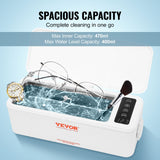 VEVOR Jewelry Cleaner Ultrasonic Machine, Ultrasonic Cleaner Machine 16oz (470ml) with 4 Timer Modes, Portable ultrasonic jewelry cleaner with Cleaning Basket for Eyeglasses, Watches, Dentures, Rings - 45-Degree Angle