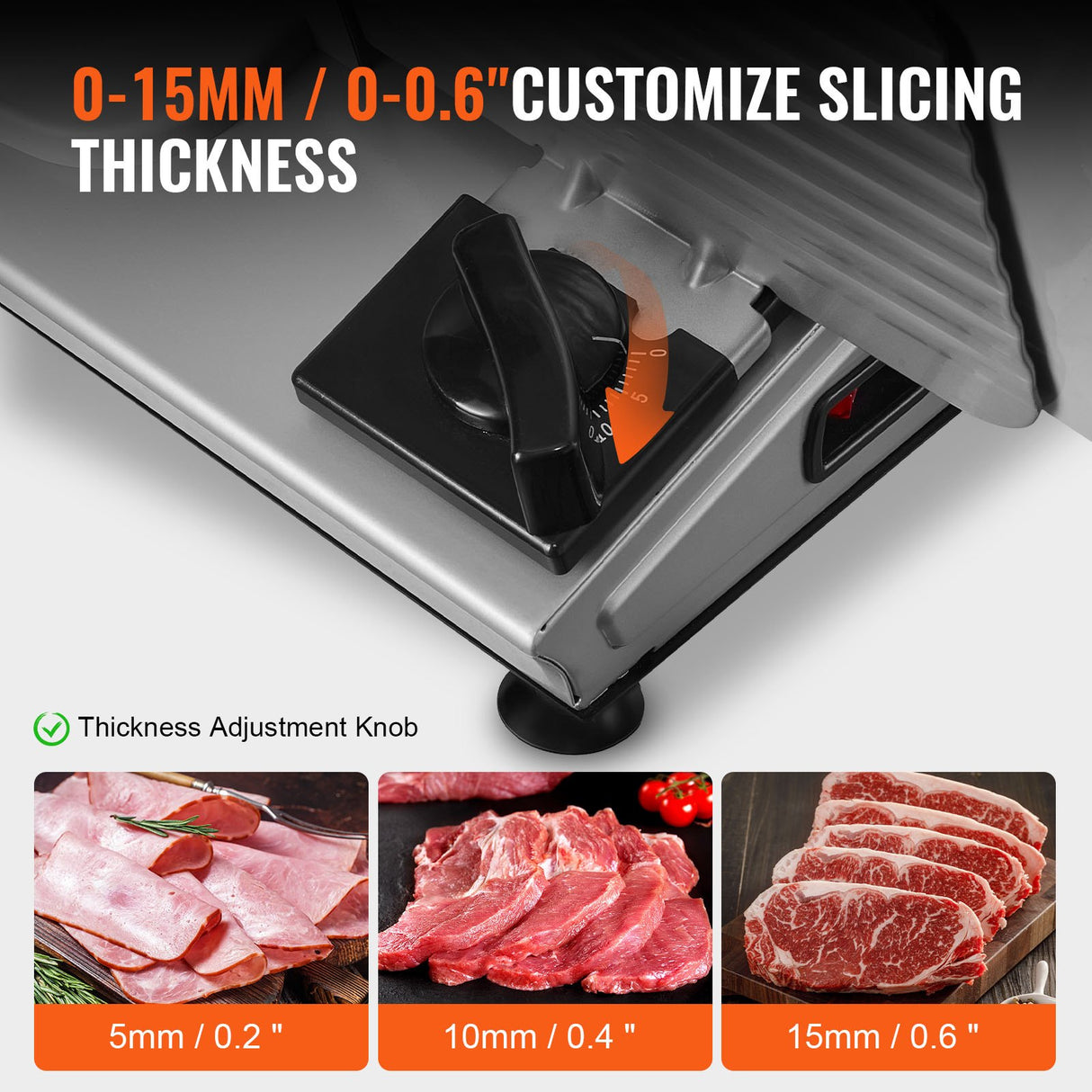 VEVOR Meat Slicer, 180W Electric Deli Food Slicer with 7.5" SUS420 Stainless Steel Blade and Blade Guard, 0 - 0.6 inch Adjustable Thickness for Home