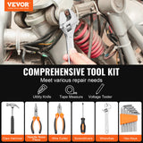 VEVOR Tool Kit 132 Piece General Household Hand Tool Set with Portable Tool Case - Front View