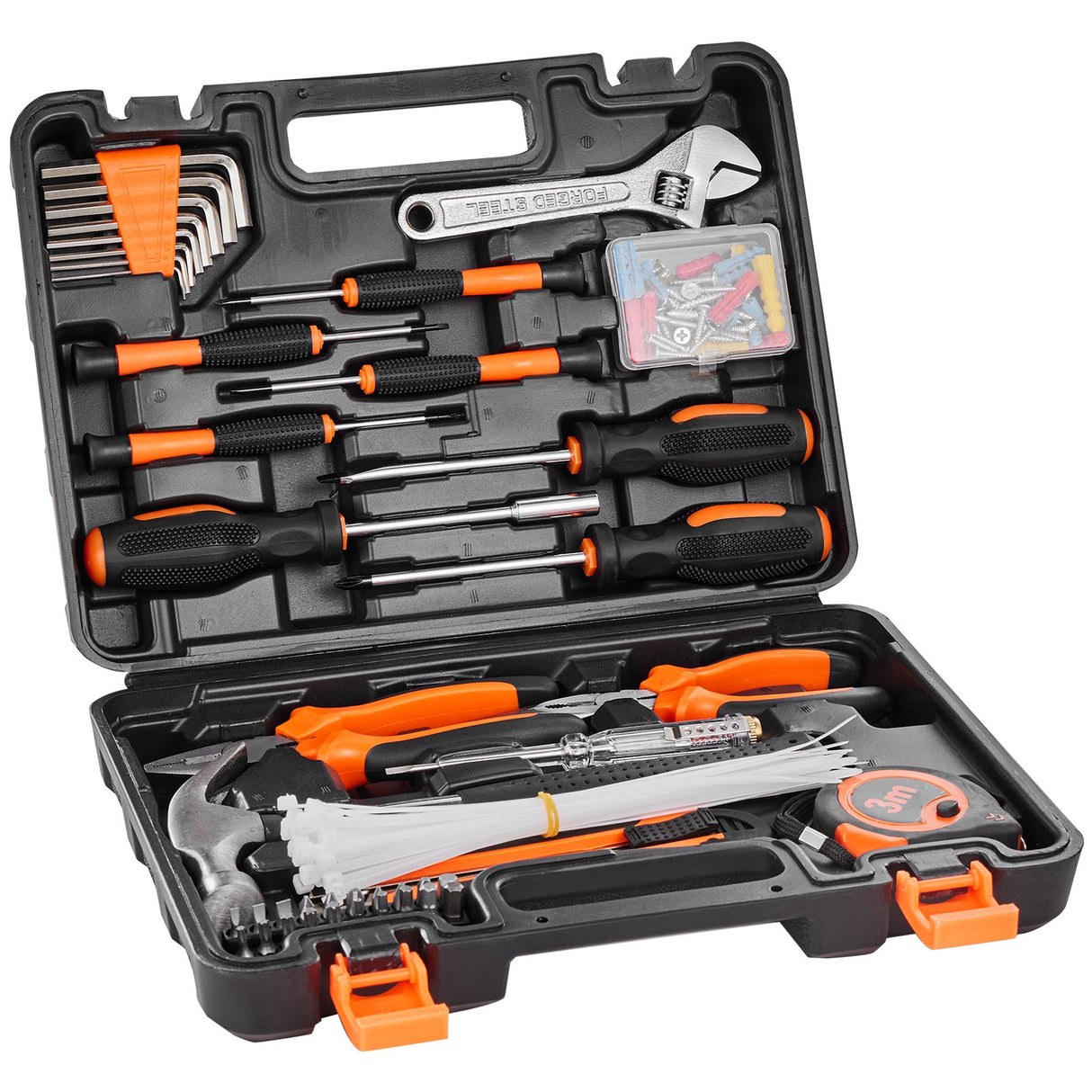 VEVOR Tool Kit 132 Piece General Household Hand Tool Set with Portable Tool Case