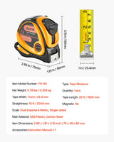 VEVOR Tape Measure 7620mm Retractable Imperial Metric for Decoration