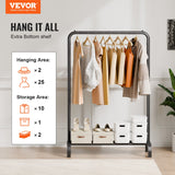 VEVOR Clothes Rack, Heavy Duty Clothing Garment Rack with Hanging Rod and Bottom Storage Area, Clothing Rack for Bedroom Guest Room - Front View