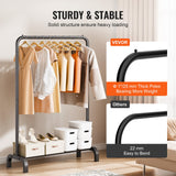 VEVOR Clothes Rack, Heavy Duty Clothing Garment Rack with Hanging Rod and Bottom Storage Area, Clothing Rack for Bedroom Guest Room - Side View